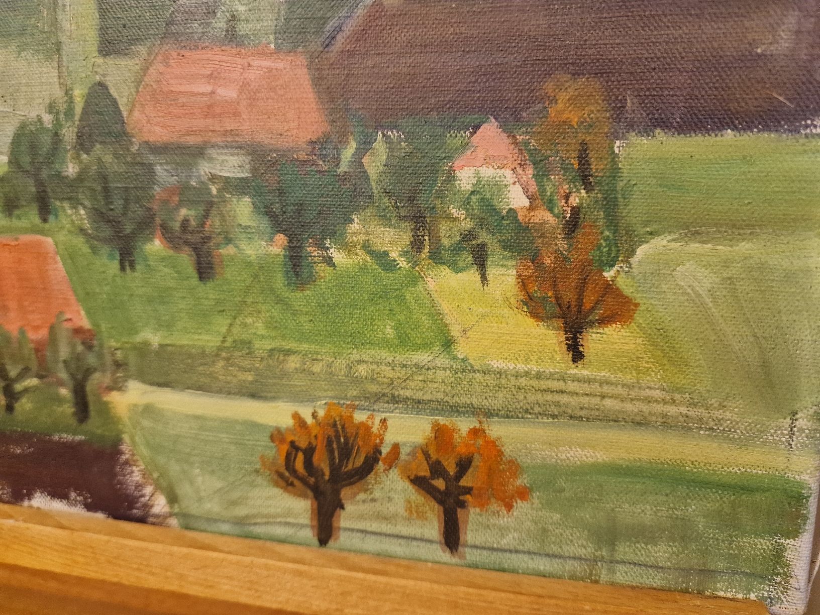 Dipinti: Ölgemälde Landschaft mit Häusern unsigniert – Usato da BERN venduto da Intarsia 2