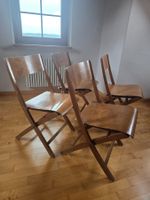 4er-Set Vintage Klappstühle - Holz/Metall-Industrial/Bistro