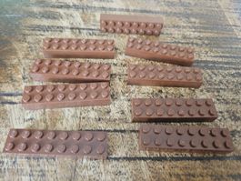 lego 3007 lot de 9 pièces Reddish Brown Brick 2 x 8