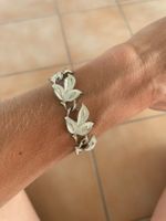 Caro Vintage silberne Armkette weiße Blätter 1950er Jahre