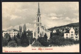 Zürich, Unterstrass, Kirche mit Umgebun