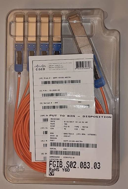 Radiocomunicazione: Cisco QSFP-4X10G-AOC7M – Usato da Stadel venduto da phwert 1