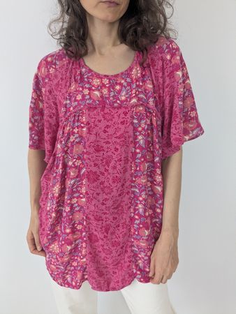 Damen Bluse George pink Blumenmuster Grösse XL
