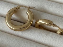Elegante Creolen Edelstahl Orstecker Ohrschmuck Farbe :Gold