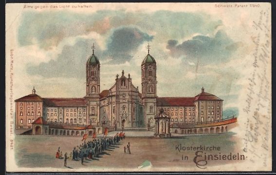 Ansichtskarten: Litho Einsiedeln, Klosterkirche mit Proz – Gebraucht aus Berlin von bartko-reher