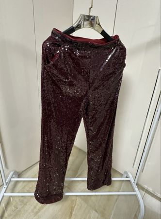 Pailletten Hose, Gr. L, Bordeaux rot