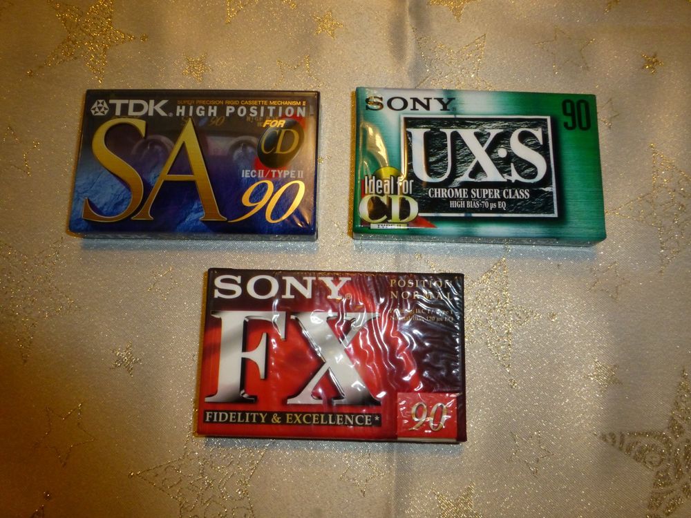 Lot De 9 Cassettes Audio 60 Min - Sony FX, Sony UX-S, TDK CDing1 - Neuves Sous Cellophane