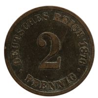Deutschland Kaiserreich 2 Pfennig 1876 A