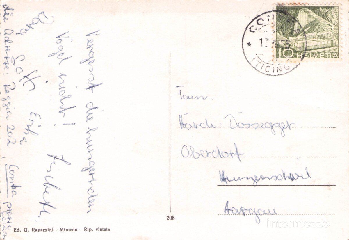 Cartoline postali: Contra TI // 1955 vilaggio Dorf // Sommer – Usato da Basel venduto da intermezzo12 1