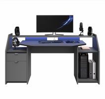 Gaming-Schreibtisch Carbonoptik Grau