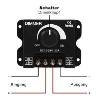 leiste Dimmer 12V 24V DC 30A Helligkeitsregler PWM Regler