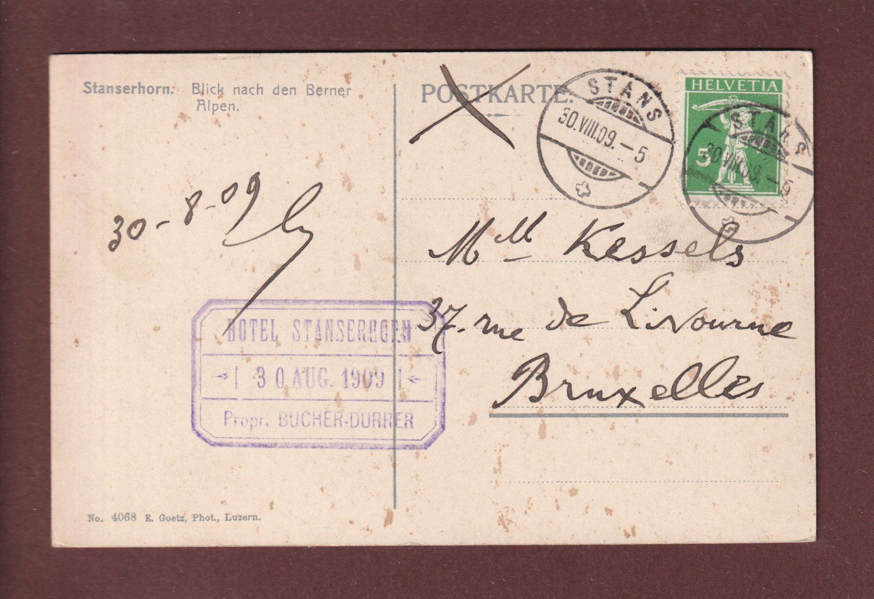 Cartoline postali: STANSERHORN - Kulm - 1909 – Usato da Pully venduto da nicecards 1