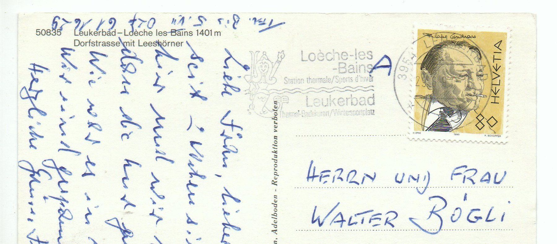 Cartoline postali: LEUKERBAD Dorfstrasse mit Leeshörner – Usato da Jona venduto da philajona 1