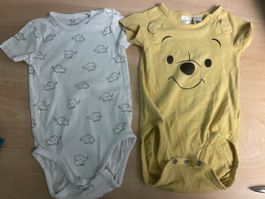 2 H&M Baby Bodys Gr. 74 Elefanten & Winnie Pooh Bio