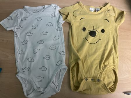 2 H&M Baby Bodys Gr. 74 Elefanten & Winnie Pooh Bio