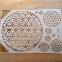 Blume des Lebens Aufkleber Gold A3