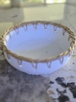 Rustikale Schale, Keramik mit Rattan, Deko, NEU