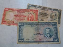 Lot von 3 alte Banknoten aus Mocambique ab 1953