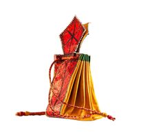 Schlussverkauf - Tuareg Lederbeutel gelb/rot mittel