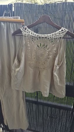 Sommer Set, Beige, Gr.XL, Top mit Hose, nie getragen!
