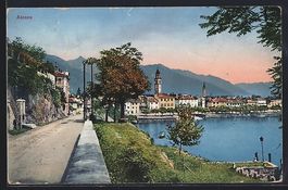 AK Ascona, Strassenpartie am See, 1920