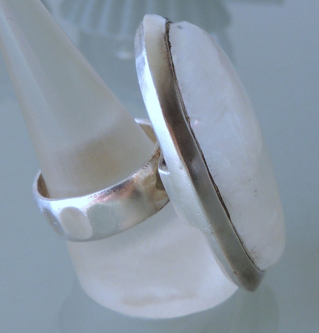 Anelli: Großer Silber 925 Rainbow Moonstone Fingerring Gr. 58 – Usato da Waldenburg venduto da schaller707 4