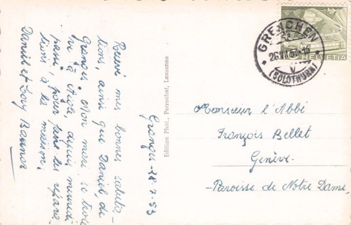Ansichtskarten: Grenchen SO // 1957 Katholische Kirche – Gebraucht aus Basel von intermezzo12 1