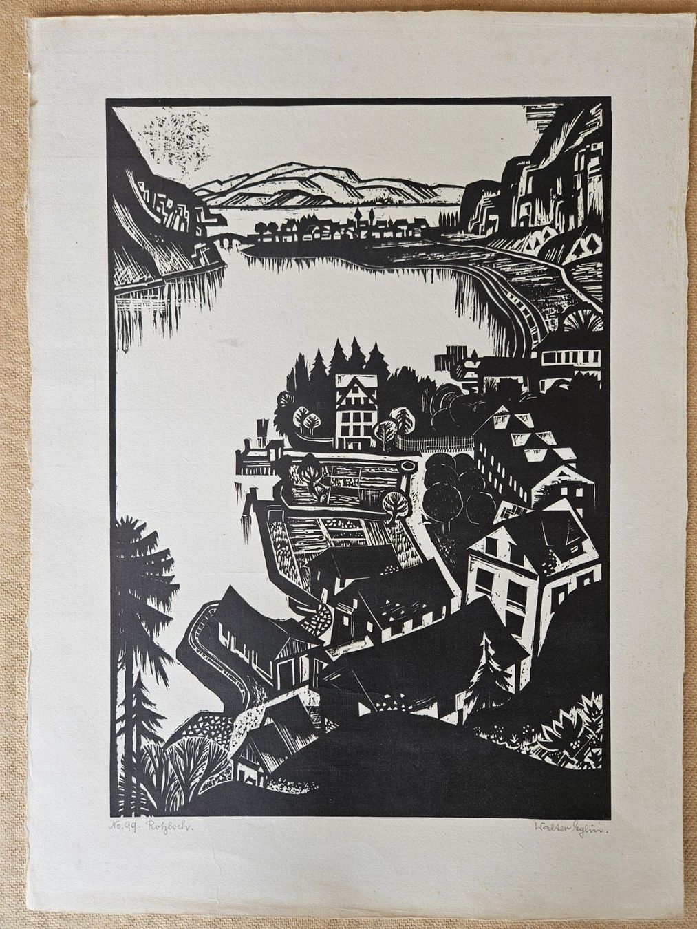 Xilografie: Walter Eglin 1895 - 1966 Holzschnitt – Usato da Wisen SO venduto da gralstrand