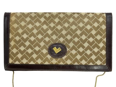 Pochette vintage Annabelle marron et beige motif géométrique