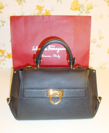 SALVATORE FERRAGAMO Borsa 'Sofia' grande pelle nero NUOVO