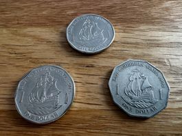 Lot 3 x East Caribbean States $1 dollar coins