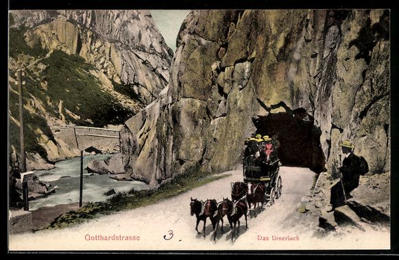 Ansichtskarten: Andermatt, Gotthardstrasse, Postkutsche  – Gebraucht aus Berlin von bartko-reher