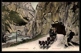 Andermatt, Gotthardstrasse, Postkutsche 