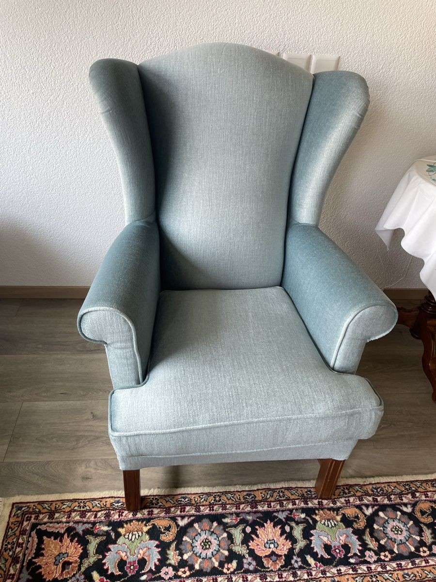 Sessel: Ohrensessel Stoff Mohair Velour – Neu (gemäss Beschreibung) aus Siebnen von Starlauf 1