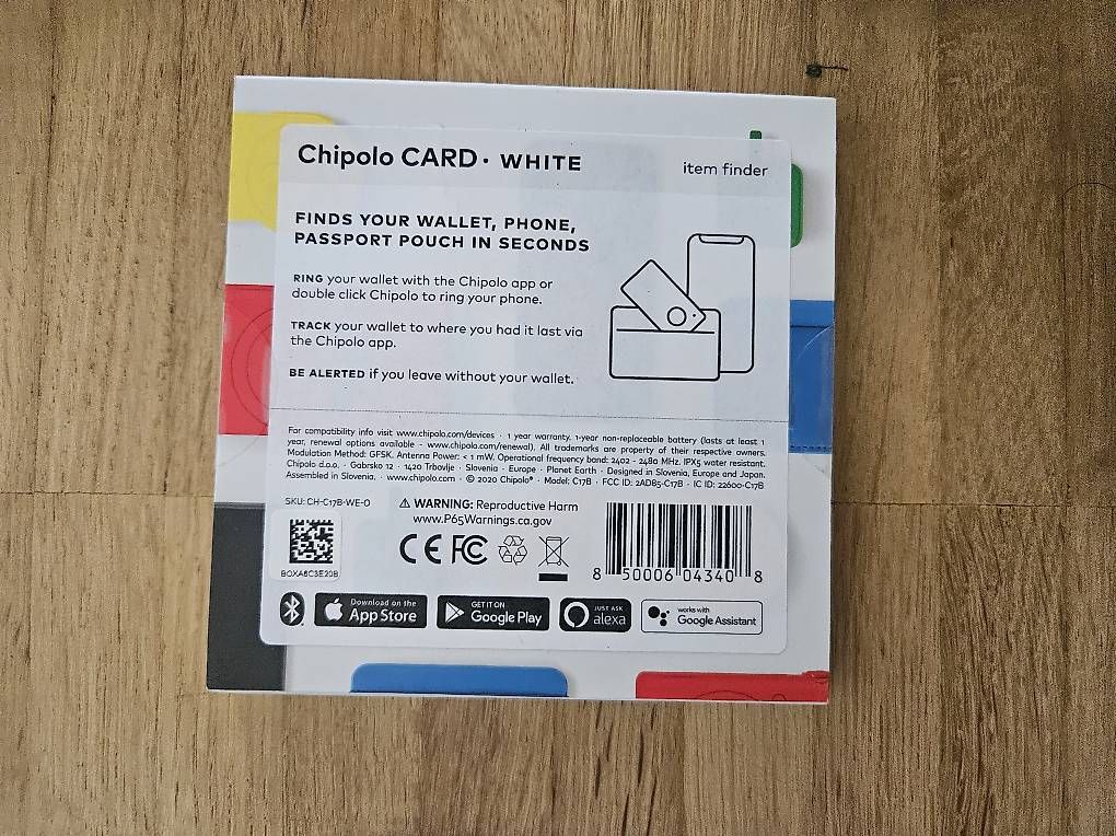 Portachiavi: Chipolo CARD White  Bluetooth Tracker, Neu & OVP – Usato da Birsfelden venduto da scaw