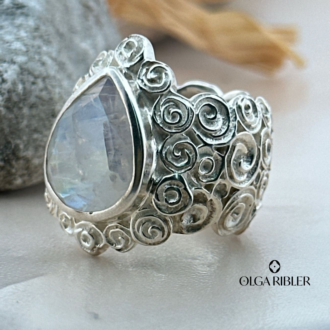 Olga Ribler Ringe: Mondstein Ring Sterling Silber  Ringgrösse 57 – Neu (gemäss Beschreibung) aus Luzern von byolgaribleroutlet 1