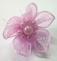 Applique fleur tulle perles 2.5cm LILA