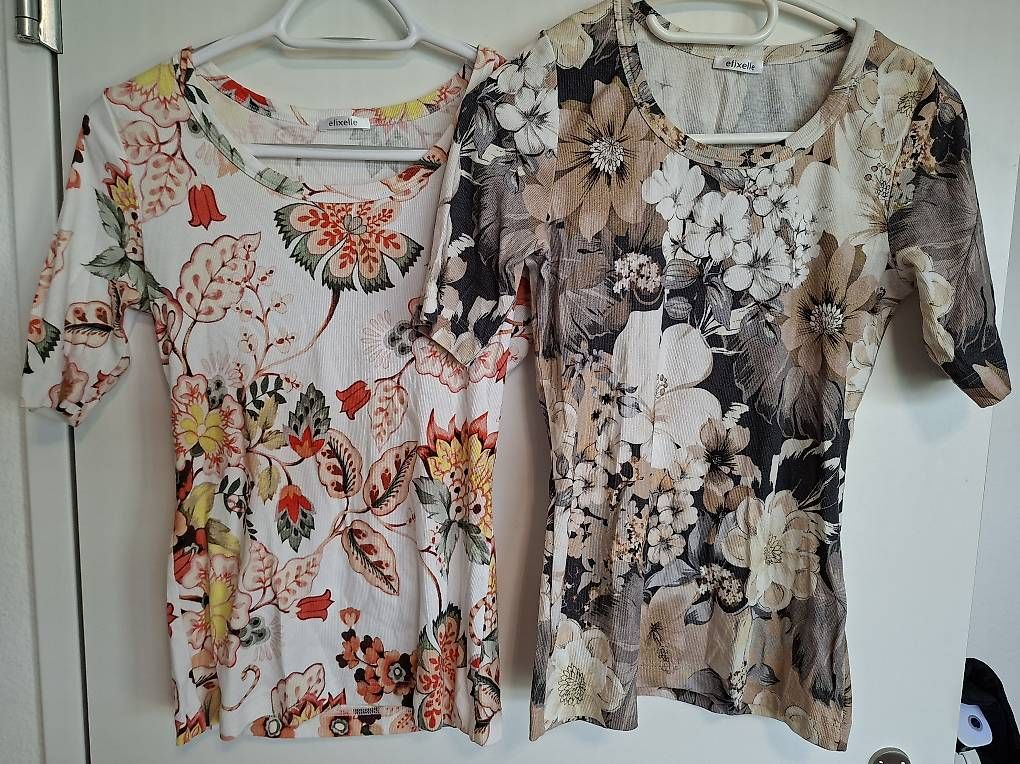 T-shirts: 2x elixelle Shirts  Blumenprint-Set / Grösse S – D'occasion à Affoltern am Albis par Feather