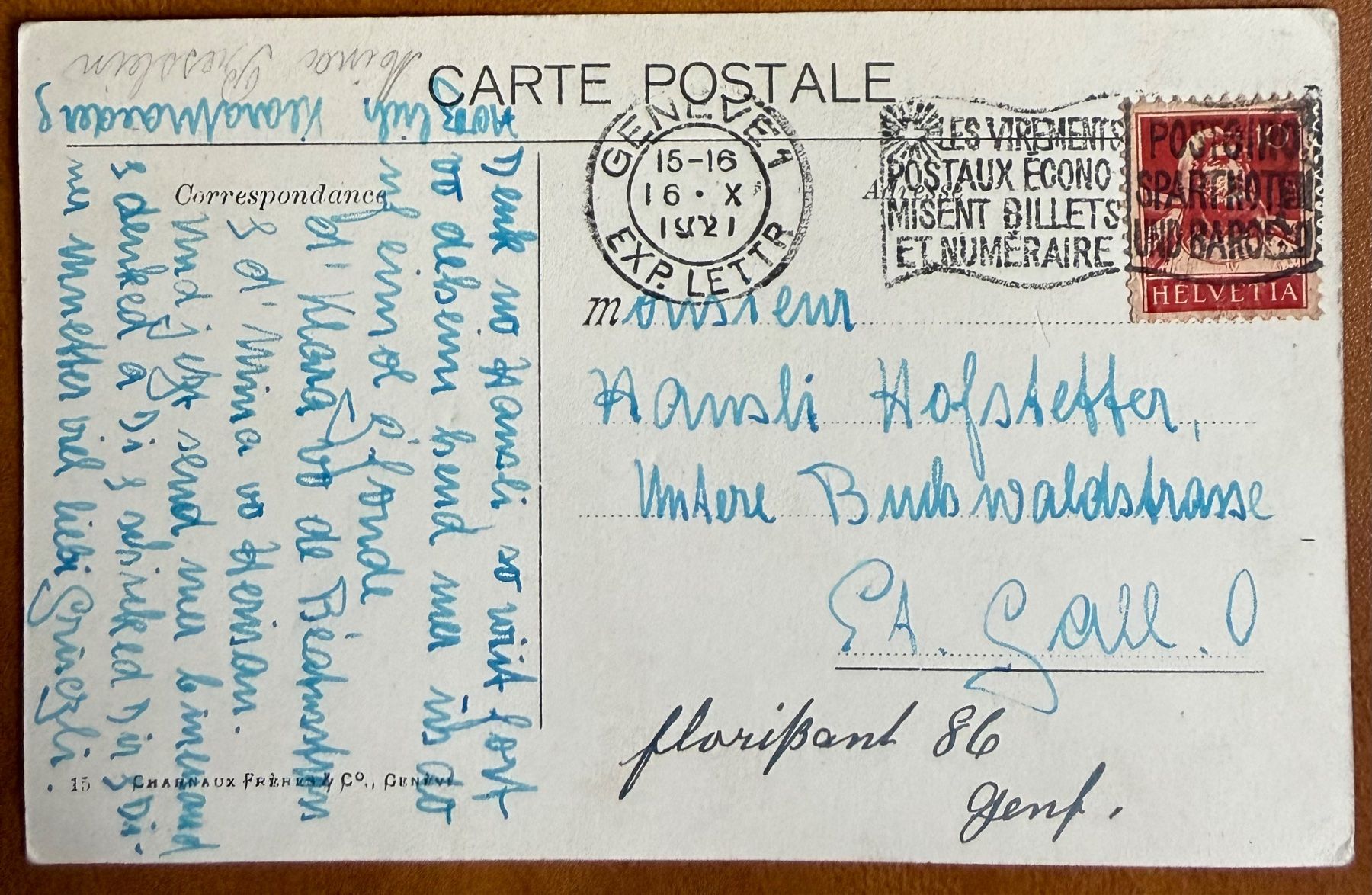 Ansichtskarten: Montreux - Narcisses 1921 – Gebraucht aus Lutry von Ediego 1