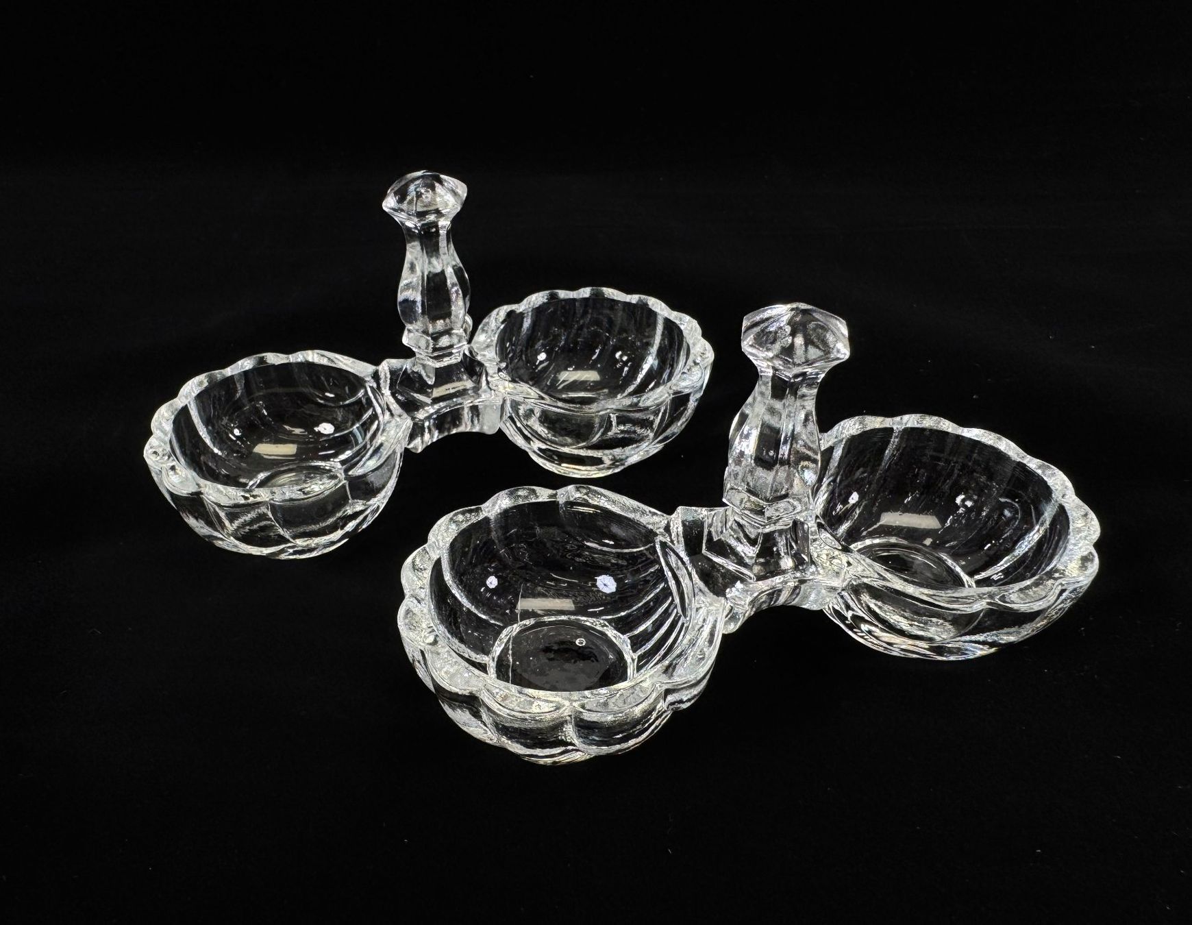 Ciotole: 2er Glasmenage mit Griff - Vintage - Salz- & Pfeffer-Set – Usato da Winterthur venduto da Anto-Bella