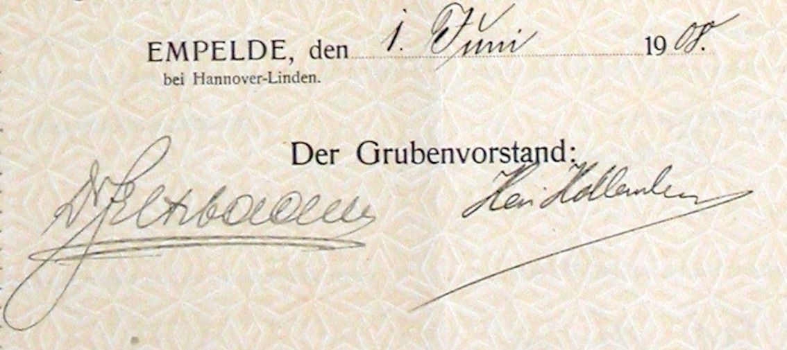 Documenti: Gewerkschaft Hansa-Silberberg, Empelde - 1908 – Usato da Solothurn venduto da Sgasche 1