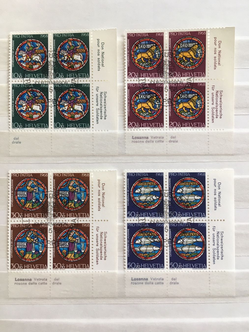 Tutti i francobolli: PRO PATRIA 1968 ET Blocks mit Tabs Bogenecke – Usato da zürich venduto da Cf8000