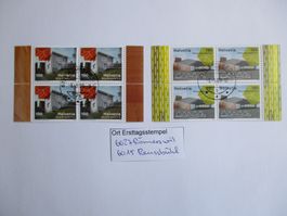 Viererblock mit Ort Ersttagsstempel 6027 Römerswil +
