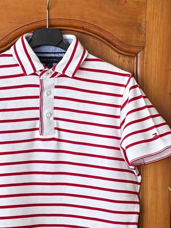 💞  Tommy Hilfiger Polo Shirt weiss rot gestreift Gr. S✨