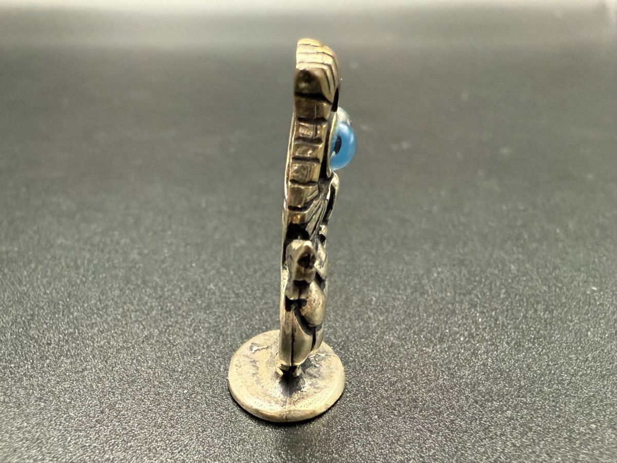 Statuette: Eulenfigur 925 Silber mit blauen Vintage-Augen – Usato da Lamone venduto da LaCantinaMagica 7