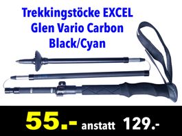 🔴 Trekkingstöcke EXCEL Glen Vario Carbon Black/Cyan /103C
