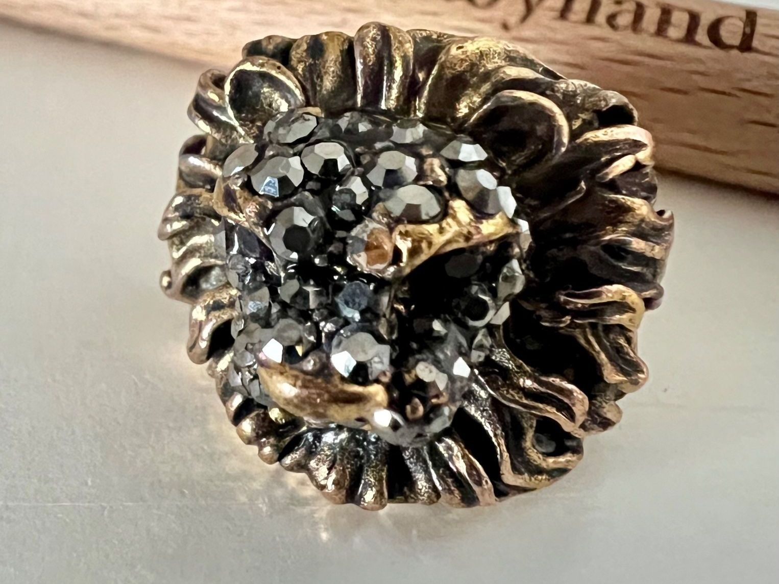 Ringe: Vintage Löwenring Markasiten Bronze Altmessing Statement G53 – Gebraucht aus Ruswil von artbyhand 5