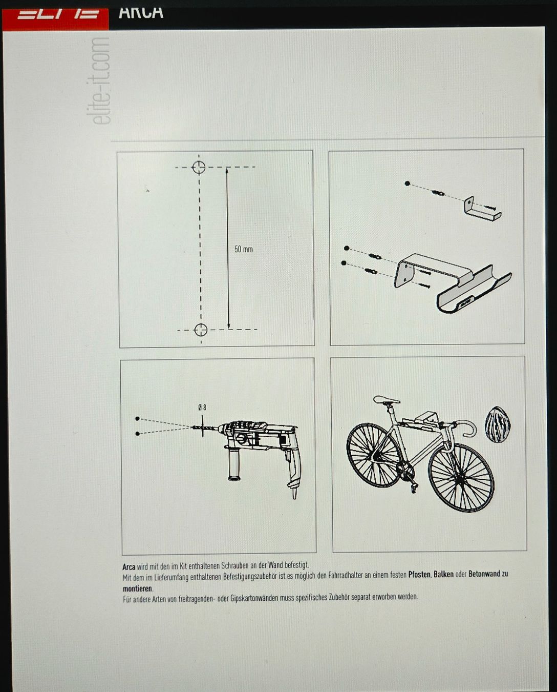 Supporti per biciclette: Fahrrad-Wandhalter "Arca" von ELITE – Nuovo e nell'imballaggio originale da Ittigen venduto da bluesboy_66 7