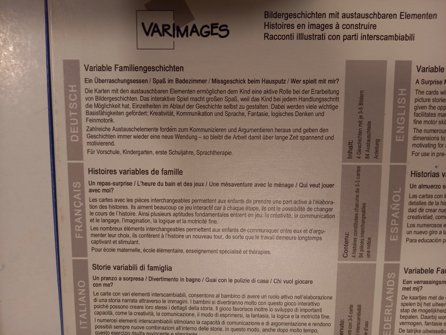 Schubi Lernmedien Giochi: Schubi VARIMAGES Variable Geschichten Histoires variables – Nuovo (secondo la descrizione) da Visp venduto da stell_4cce 4