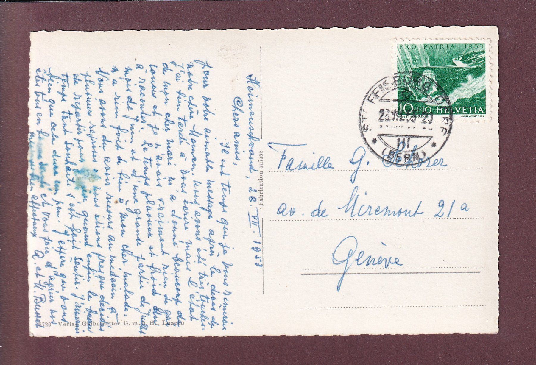 Ansichtskarten: HEIMENSCHWAND - 1953 – Gebraucht aus Pully von nicecards 1